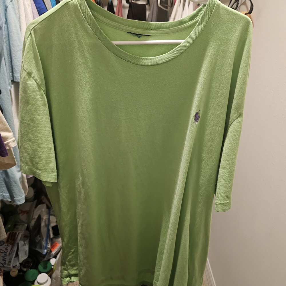 Polo by Ralph Lauren Light Green Short Sleeve Tee Size XXL Purple Logo
